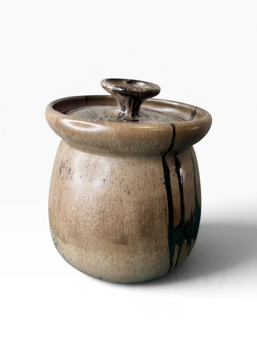 Blue Mountain Pottery Mocha Drip Glaze Bean Pot